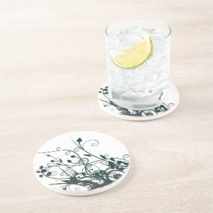 Blauwgroen bladwervels zandsteen onderzetter