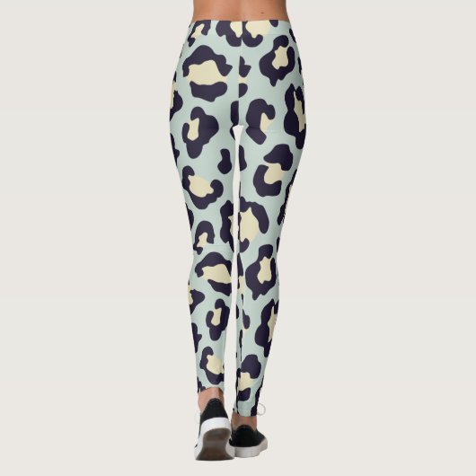 Blauwgroen bladzijdeafdruk leggings (Achterkant)
