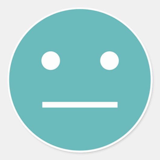 Blauwgroen blanco gezicht emoji ronde sticker (Voorkant)