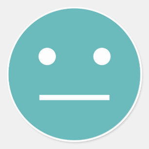 Blauwgroen blanco gezicht emoji ronde sticker