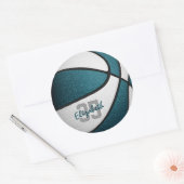 blauwgroen blanke jongens basketbalteamkleuren ronde sticker (Envelop)