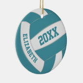 blauwgroen blanke jongens volleybal keramisch ornament (Rechts)