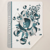 blauwgroen blanke meisjes basketbal sherpa deken (Voorkant)