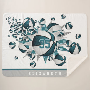 blauwgroen blanke meisjes basketbal sherpa deken