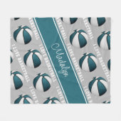 blauwgroen blanke meisjes Ik hou van basketbalkame Fleece Deken (Voorkant (Horizontaal))