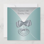 Blauwgroen blauw 13e verjaardagsfeest Elegante Uit Kaart (Voorkant)