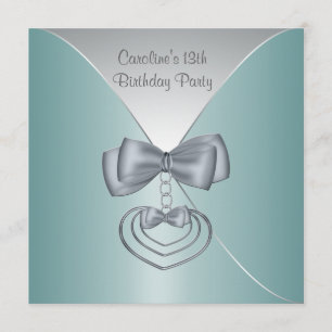 Blauwgroen blauw 13e verjaardagsfeest Elegante Uit Kaart