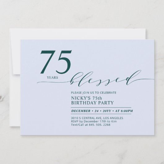 Blauwgroen & Blauw | 75 jaar geliefd 75ste verjaar Kaart (Voorkant)