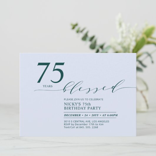 Blauwgroen & Blauw | 75 jaar geliefd 75ste verjaar Kaart (Staand voorkant)