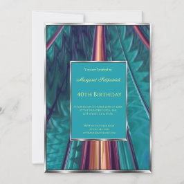 Blauwgroen blauw abstract 40th Birthday Party Kaart