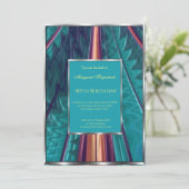 Blauwgroen blauw abstract 40th Birthday Party Kaart (Staand voorkant)