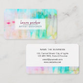 Blauwgroen Blauw Abstract Moderne Waterverf Paint Visitekaartje (Voorkant / Achterkant)