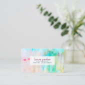 Blauwgroen Blauw Abstract Moderne Waterverf Paint Visitekaartje (Staand voorkant)