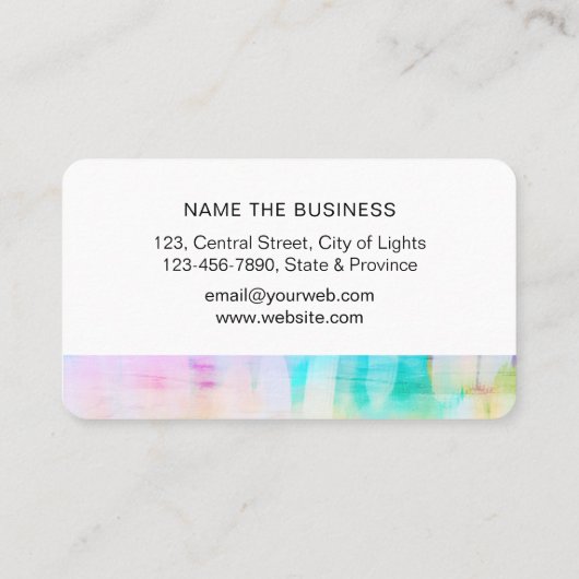 Blauwgroen Blauw Abstract Moderne Waterverf Paint  Visitekaartje (Achterkant)