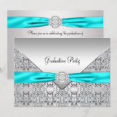 Blauwgroen Blauw Afstudeerfeest Kaart (Voorkant / Achterkant)