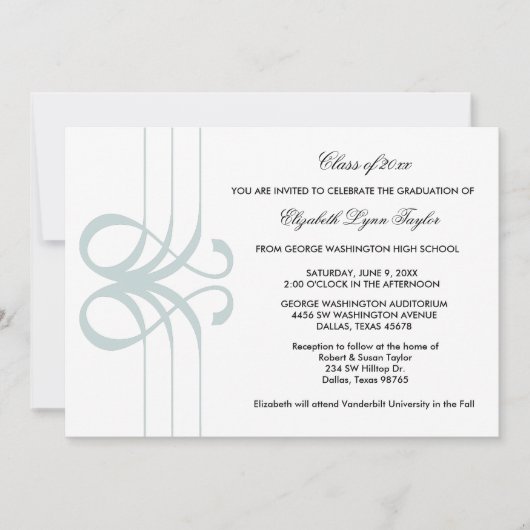 Blauwgroen blauw Afstuderen aankondiging (Voorkant)