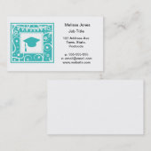 Blauwgroen blauw afstuderen pet contactkaartje (Voorkant / Achterkant)