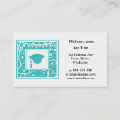 Blauwgroen blauw afstuderen pet contactkaartje (Voorkant)