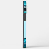 Blauwgroen blauw agaat met zilveren glitter-monogr Case-Mate iPhone case (Achterkant / Rechts)