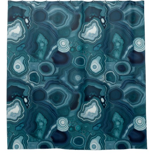Blauwgroen blauw Agate Stone Douchegordijn (Voorkant)