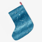 Blauwgroen Blauw Aqua Glam Glitz Kerstnaam Grote Kerstsok (Achterkant (Hangend))