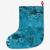 Blauwgroen Blauw Aqua Glam Kerstnaam Grote Kerstsok (Achterkant)