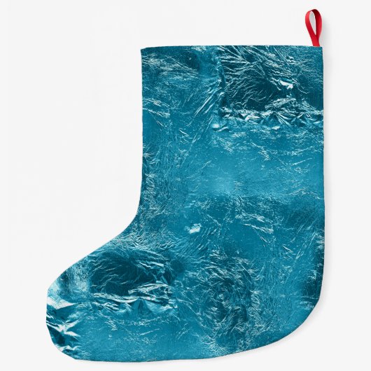 Blauwgroen Blauw Aqua Glam Kerstnaam Grote Kerstsok (Achterkant)