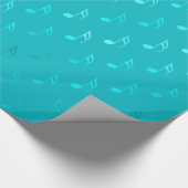 Blauwgroen blauw Aqua Musical Notes Metallic Faux  Cadeaupapier (Hoek)