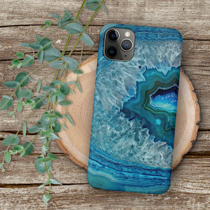  Blauwgroen Blauw Aqua Turquoise Geode Rock Patter iPhone 11Pro Max Hoesje