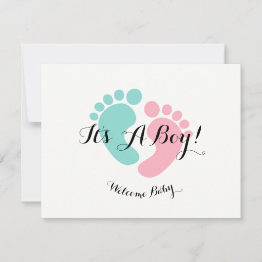 Blauwgroen blauw Baby onthullen Baby shower uitnod Kaart (Voorkant)