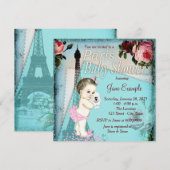 Blauwgroen Blauw  Baby shower Kaart (Voorkant / Achterkant)