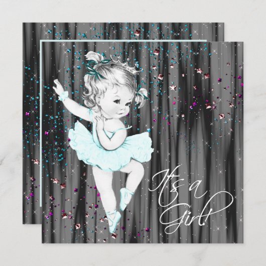 Blauwgroen blauw Baby shower Kaart (Voorkant / Achterkant)