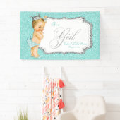 Blauwgroen blauw Baby shower Spandoek (Insitu)