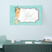 Blauwgroen blauw Baby shower Spandoek (Beurs)