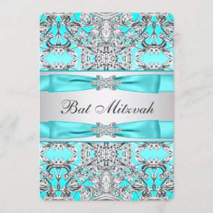 Blauwgroen blauw Bat Mitzvah Kaart