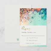 BLAUWGROEN BLAUW BEACH SAND ROCK WATERVERF WEDDING INFORMATIEKAARTJE (Voorkant / Achterkant)