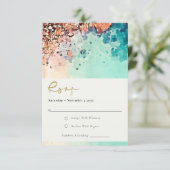 BLAUWGROEN BLAUW BEACH SAND ROCK WATERVERF WEDDING INFORMATIEKAARTJE (Staand voorkant)