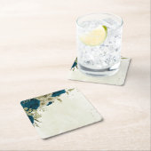 blauwgroen blauw beige bloemen botanische bruiloft kartonnen onderzetters (Insitu)