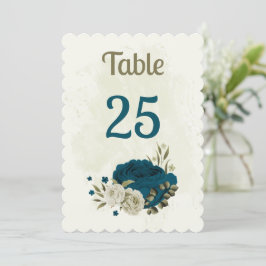 blauwgroen blauw beige bloemen botanische tafel nu kaart