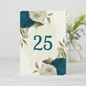 blauwgroen blauw beige bloemen botanische tafel nu kaart (Staand voorkant)