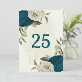 blauwgroen blauw beige bloemen botanische tafel nu kaart