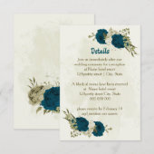 blauwgroen blauw beige botanische huwelijksdetails informatiekaartje (Voorkant / Achterkant)