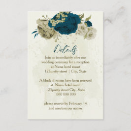 blauwgroen blauw beige botanische huwelijksdetails informatiekaartje