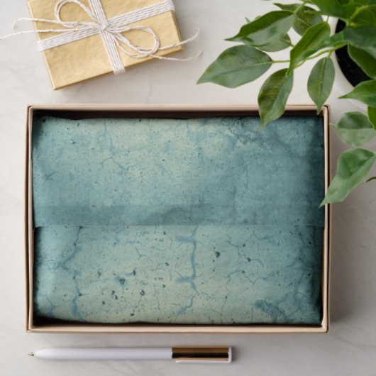 Blauwgroen blauw beige met textuur ontkoppeling tissuepapier (Geschenk)