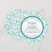 Blauwgroen blauw blad patroon moderne florale brui kaart (Voorkant / Achterkant)