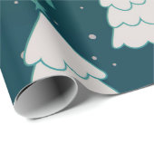 Blauwgroen blauw blauw kerstboompatroon cadeaupapier (Rol Hoek)