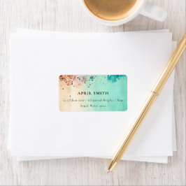 BLAUWGROEN BLAUW BLAZEN ROCK WATERVERF ADRES ETIKET