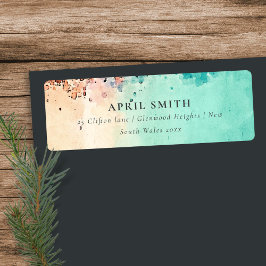 BLAUWGROEN BLAUW BLAZEN ROCK WATERVERF ADRES ETIKET