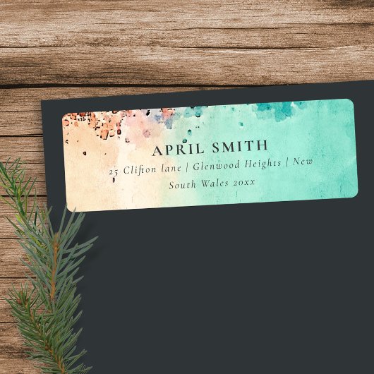 BLAUWGROEN BLAUW BLAZEN ROCK WATERVERF ADRES ETIKET