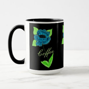 Blauwgroen Blauw Bloemd Mok